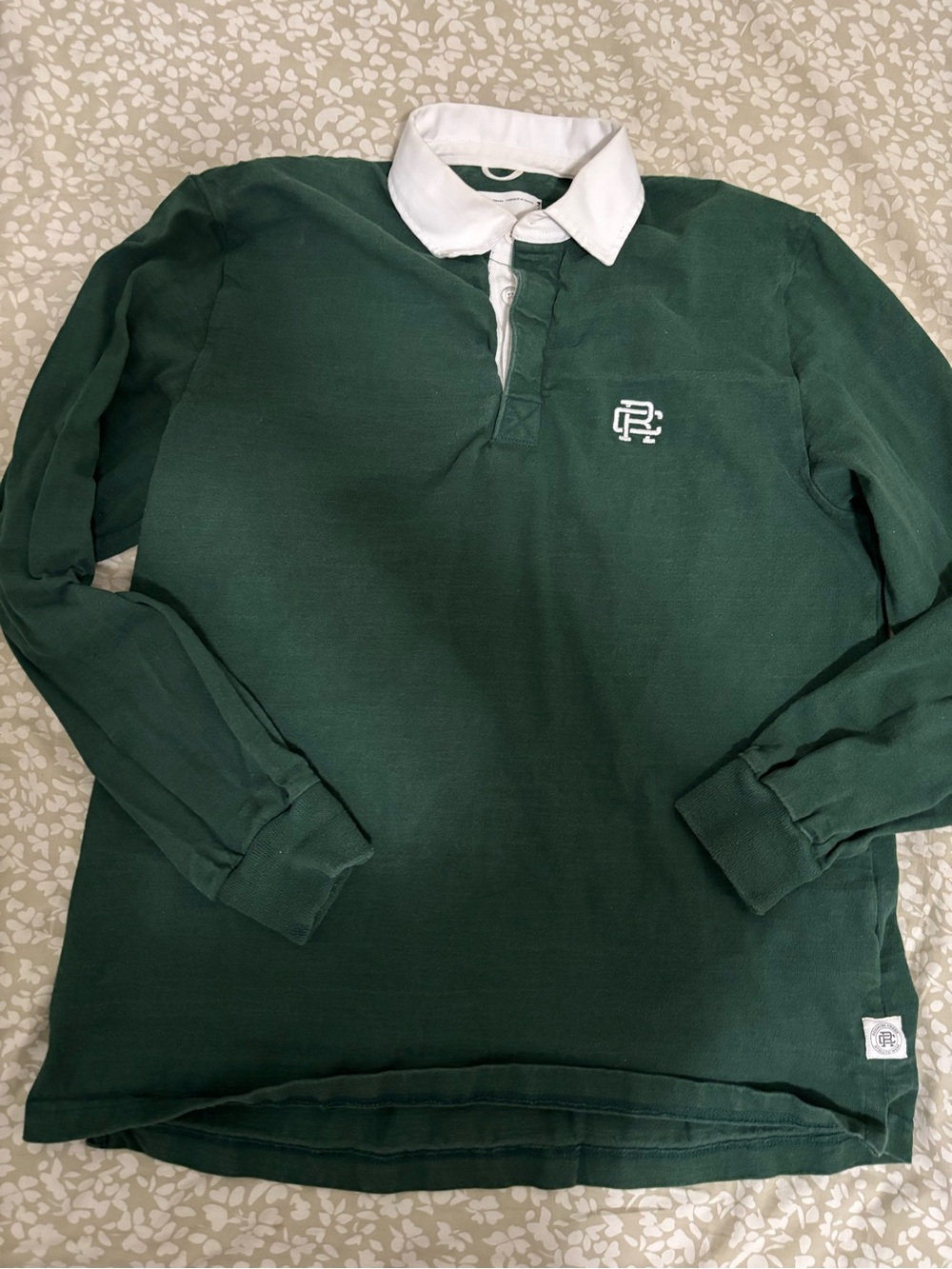 Reigning Champ Forest Green Long Sleeve Shirt with White Logo Patch